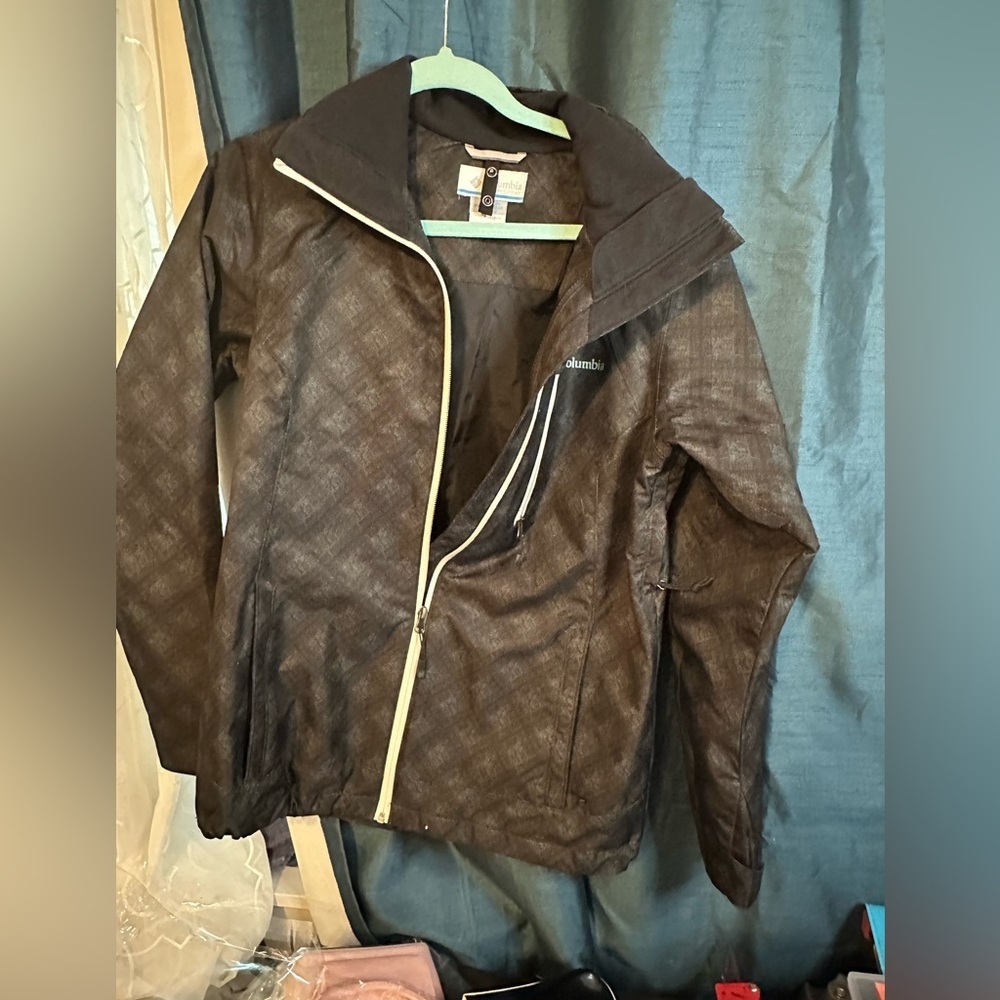 Columbia Black/Gray Patterned Lightweight Jacket size Medium